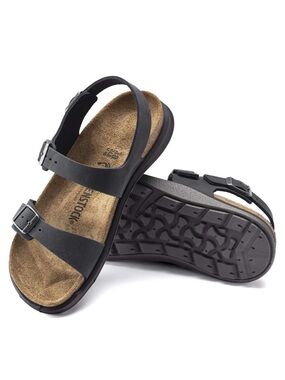 Birkenstock black Sonora oiled leather sandals new in box 37/6-6.5